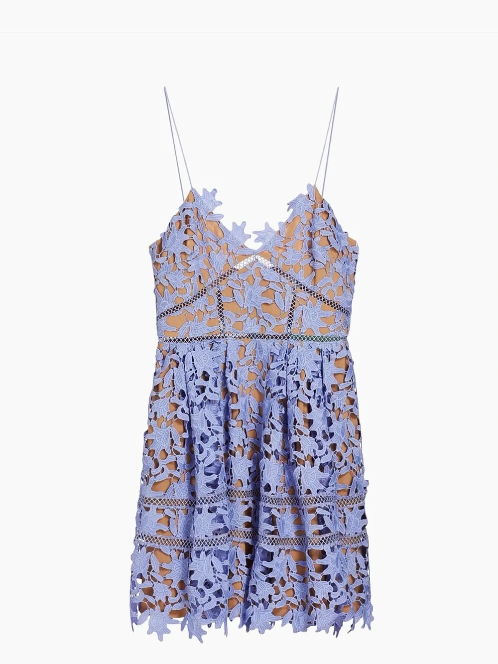 Self-Portrait Lilac Floral Lace Spaghetti-Strap Mini Dress - Picture 2 of 5